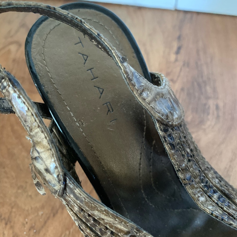 Tahari Snake print open toe heels READ DESCRIPTION - Picture 3 of 7